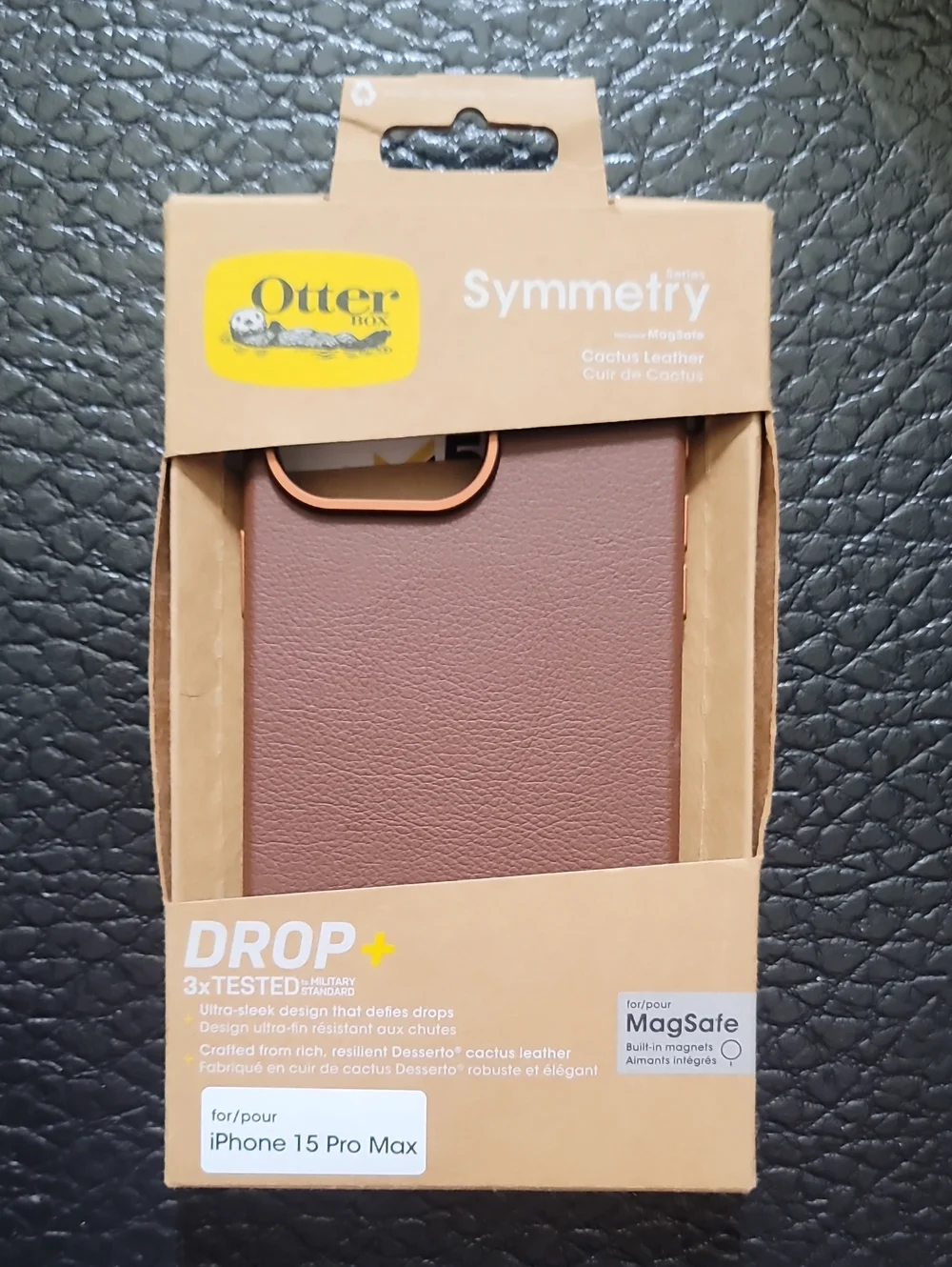 OtterBox Symmetry Cactus Brown Leather iPhone 15 Pro Max Magsafe Case